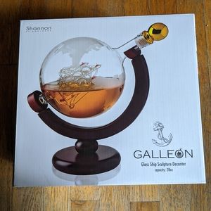 NWOT in box Glass Ship Sculpture Decanter